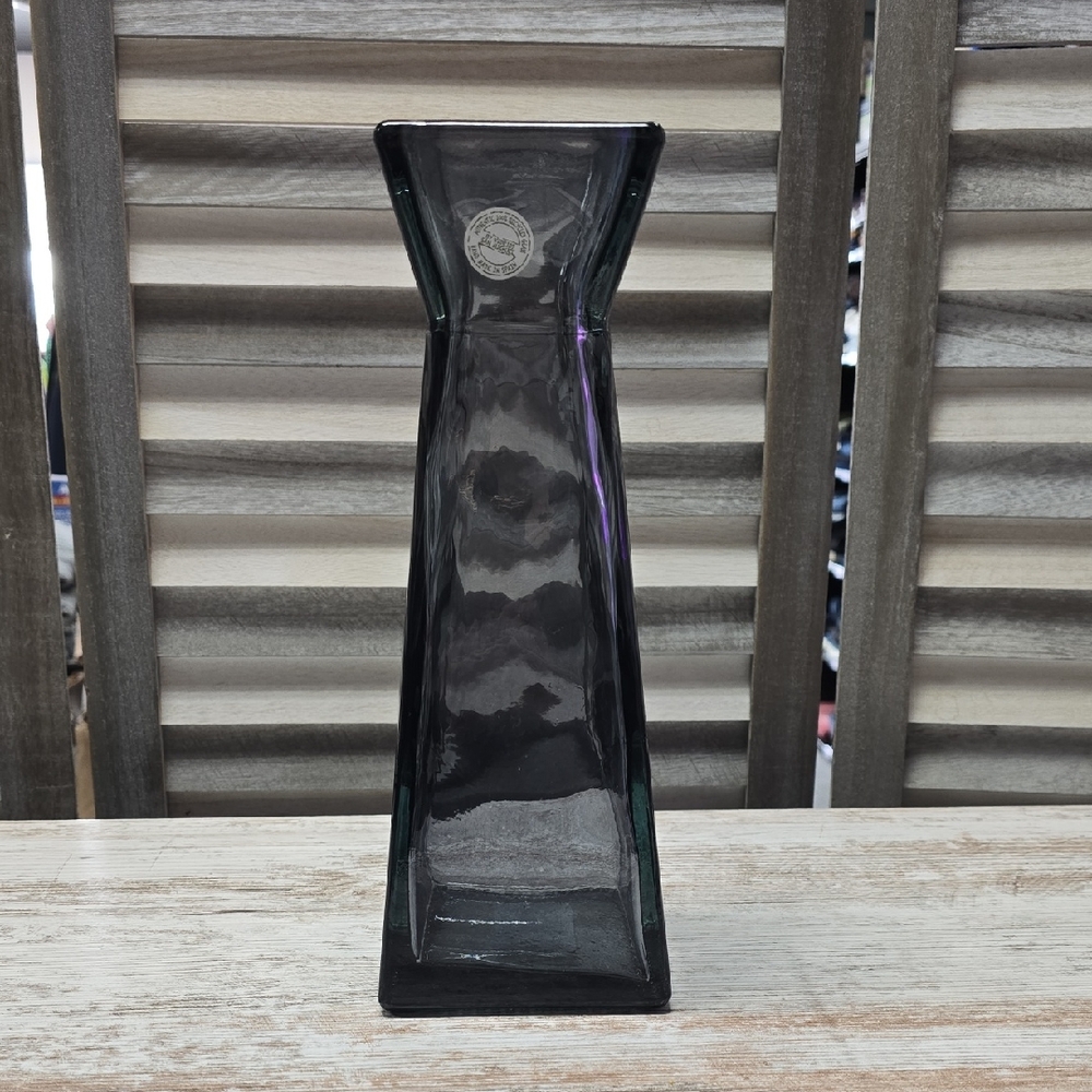 Elegant Smokey Gray Glass Vase By Vidrios San Miguel